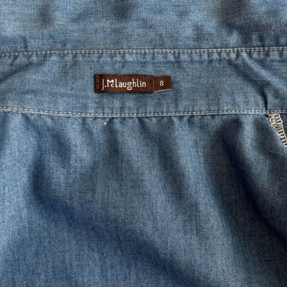 J. McLaughlin Chambray Button Front Long Sleeve Shirt - Picture 4 of 10